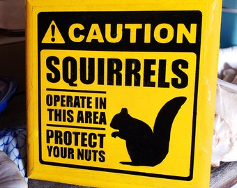 Protect Your Nuts: Squirrels Operate in this Area Caution Sign