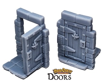 25mm Open, Closed & Secret Doors HeroQuest Compatible HD Dungeon Terrain Miniature | Dungeons n Dragons Campaign Scenery, Boardgame