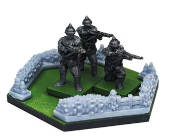 European Hedgerow Partial Hex 60mm 4pcs | 1/72, 15mm, Command & Colors World War 2 Gaming Scenery, Hex Game Terrain, Battlefield RPG Model