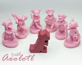 Axolotl 6pcs | Everdell Pearlbrook Expansion Unofficial Upgrade | Otter, Starling, Platypus, 3D Printed Woodland Board Game Upgrade