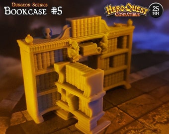 25mm Bookcase #5 Hidden Secrets HeroQuest Compatible Scenery | Boardgame Miniature, RPG, TTRPG, Table top scenics, terrain, boardgames