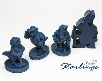 Starlings 6pxs | Everdell Pearlbrook Unofficial Upgrade | Axolotl, Starling, Platypus, 3D Printed Woodland Board Game Creatures