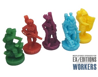 Scythe Expeditions Upgraded Workers 50pcs | Explorers, Engineers, Merchants, The Possessed, Soldiers, Board Game Upgrades, Stonemaier Games