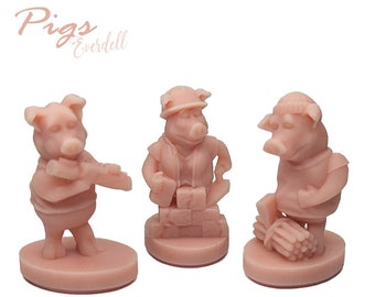 Pigs 6pcs | Everdell Mistwood Unofficial Upgrade | Butterflies, Pig, Stoats, Spiders, Critters Board Game Meeples, 3D Woodland creatures