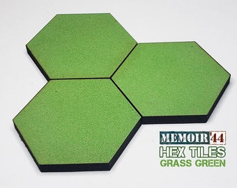 60mm Grass Green Full Hex Terrain Riser Blank Tile Bases | 15mm, 1/72, Hills, Mountains, World War 2 Gaming TTRPG Scenery, Battlefield RPG