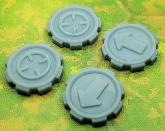 Action/Fire Command Tokens | World War 2 Gaming TTRPG Scenery, Move Target, Hex Game Terrain, Battlefield RPG Gamer Models