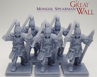 The Great Wall Mongol Spearman Infantry 3D printed expansion miniatures | Ghengis Khan, RPG, D&D, Custom board game meeples, Awaken Realms