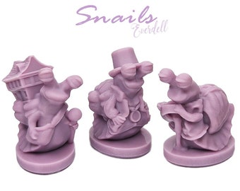 Snails 6pcs | Everdell Newleaf Expansion Unofficial Upgrade | Cats, Bats, Snail, Bees Critters Board Game, 3D Printed Woodland Creatures