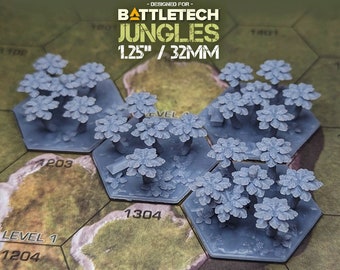 32mm Jungles for BattleTech Set of 4 | 1.25" Hex TTRPG Scenery, Game Terrain, Battlefield RPG Gamer Models, Command & Colors