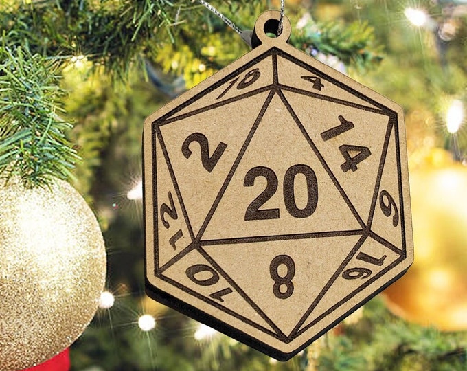 Featured listing image: D20 Polyhedral Dice Ornament | Personalized Christmas Bauble, RPG, TTRPG D&D Xmas Gift, DnD Tag, Dungeons and Dragons, Board Game Gifts