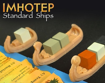 Imhotep Ships Collection Mini Reed Ships, Sleds & Private Ship Expansion Builder of Egypt Standard Edition | Egyptian Boardgame Pieces