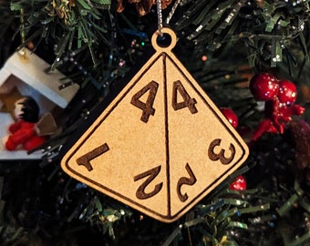 D4 Polyhedral Dice Ornament | Personalized Christmas Bauble, RPG, TTRPG D&D Xmas Gift, DnD Tag, Dungeons and Dragons, Board Game Gifts