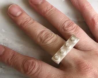 LEGO 4x1 Bar Sterling Silver Brick Ring