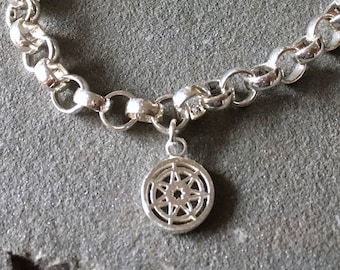 Seven Pointed Star Game of Thrones Sterling Silver Charm Bracelet