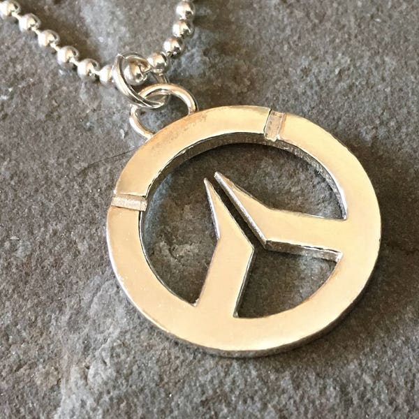 Overwatch Sterling Silver Large 20mm Necklace w. Ball Chain, Gamer Jewelry, Geeky Gamer, Girl Gamers, Gifts for Gamers, Elegant Geek