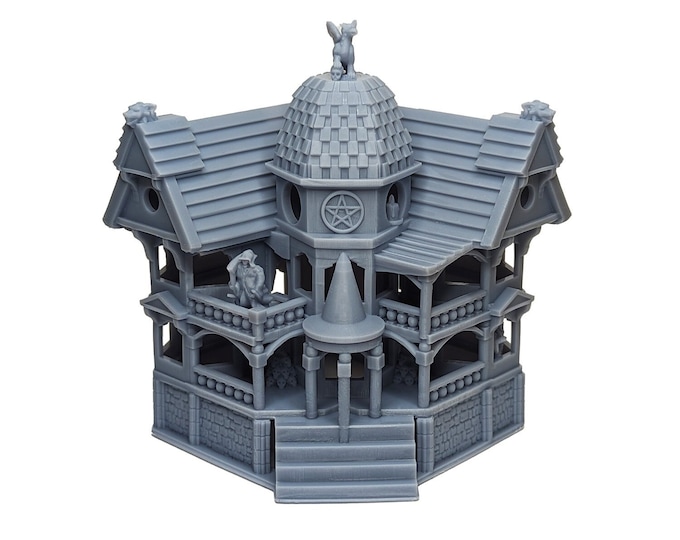 Featured listing image: Halloween Haunted House LED Lit Model | Spooky Decoration, Board Game Geek, D&D Campaign, Gaming Terrain, Ghost Town, Ghostly Building