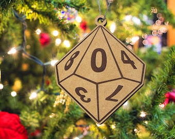 D10 Polyhedral Dice Ornament | Personalized Christmas Bauble, RPG, TTRPG D&D Xmas Gift, DnD Tag, Dungeons and Dragons, Board Game Gifts