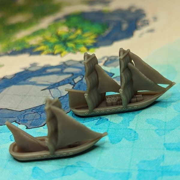 Merchants & Marauders Upgraded Ships Set of 7 Board Game Tokens | Custom Meeple, Sailing Ships, Meeples, Pirates Privateers