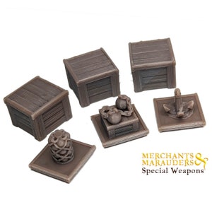 Merchants & Marauders Special Weapons Tokens 18pcs Upgrade | Custom Meeple, Boardgame Pieces, Sailing Ships, Meeples, Pirates Privateers