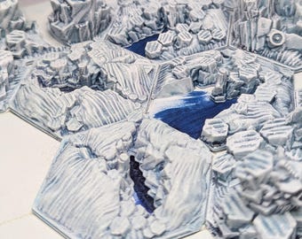 Crevasses & Impassable Ice Planet Canyons | 1/72, 60mm, 53mm, Gaming TTRPG Scenery, Battlefield RPG Gamer Models, Science Fiction Landscape