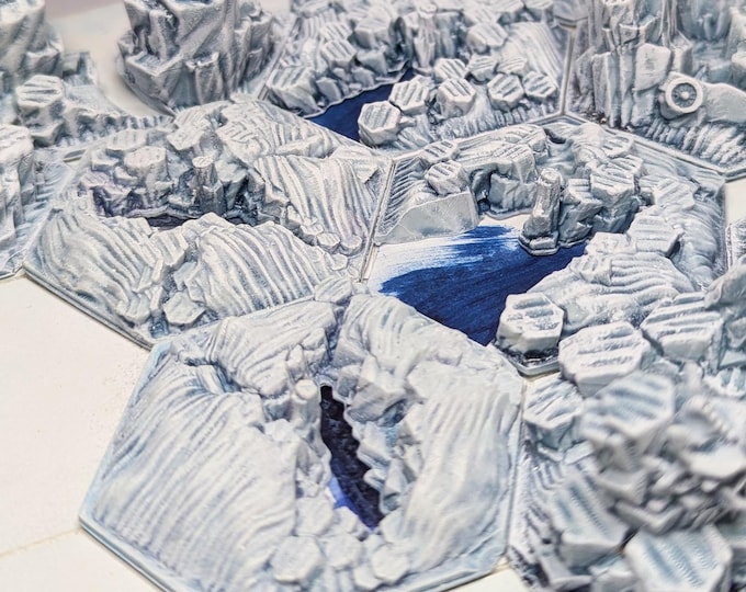 Featured listing image: Crevasses & Impassable Ice Planet Canyons | 1/72, 60mm, 53mm, Gaming TTRPG Scenery, Battlefield RPG Gamer Models, Science Fiction Landscape