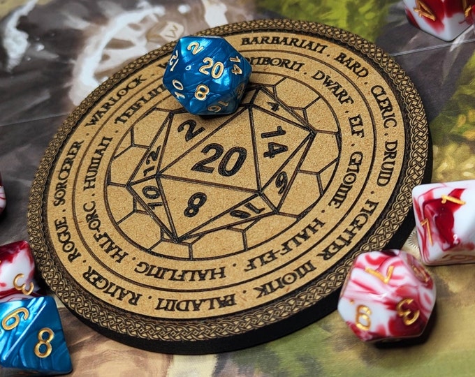 Featured listing image: d20 Drink Coasters 4" | Dice, D&D, Dungeons Dragons, Board Game Night, Boardgame Table, Gaming Decor, Magic, Wooden Coaster Christmas Gift