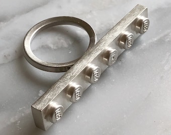 LEGO 6x1 Bar Sterling Silver Brick Ring