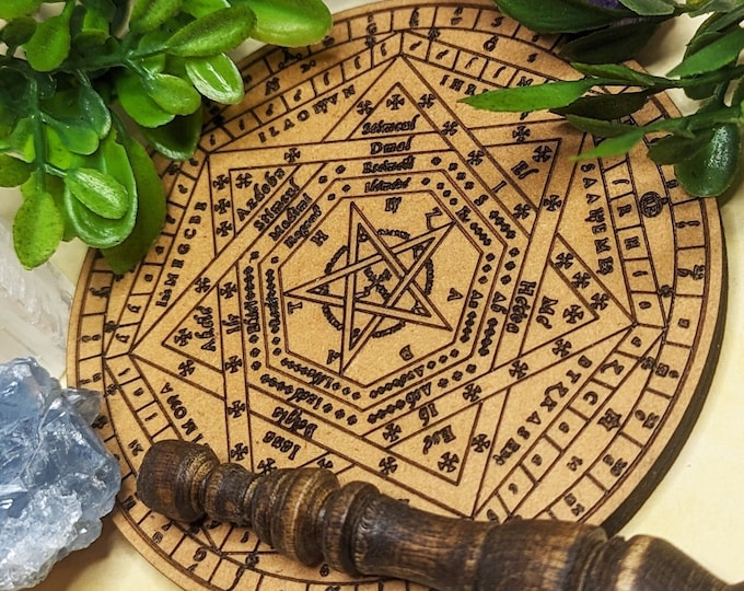 Featured listing image: Seal of Ameth Coasters | Magic, Witchcraft, Seal Of Archangels • Sigillum Dei Aemeth • Enochian Angel Magic • Seal Of The God Wooden Coaster