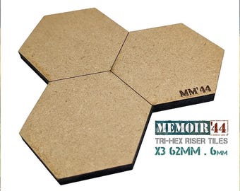 Tri-Hex 6mm 3mm, Terrain Riser Blank Tile Bases | 15mm, 1/72, Hills, Mountains, Gaming TTRPG Scenery, Hex Game Terrain, Battlefield RPG