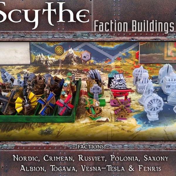 Scythe Faction Buildings Meeples personalizados: Nórdicos, Crimea, Rusviet, Polania, Sajonia, Invaders from Afar, Rise of Fenris Expansion Game Pieces