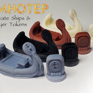 Imhotep: Colored Player Tokens & Private Ships | Builder of Egypt, Egyptian Reed Ship, Board Game Accessories, Boardgame, Meeple, KOSMOS
