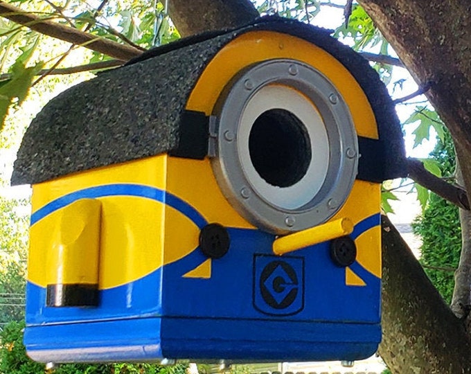 Featured listing image: Marvin the Mini Minion Birdhouse | The Minions Small Birdhouse