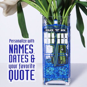 Personalized British Police Box Wedding & Event Table Center Piece | Romantic Nerd Vase, Votive, Elegant Geek Chic Gifts, TARDIS, Doctor Who