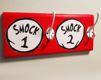 Smock 1 & Smock 2 Dr Suess Style Coat and Bag Hooks | Kids Bedroom Decor, Children Room Hook, Coatrack, Cartoon Fixtures, Home Hook Storage