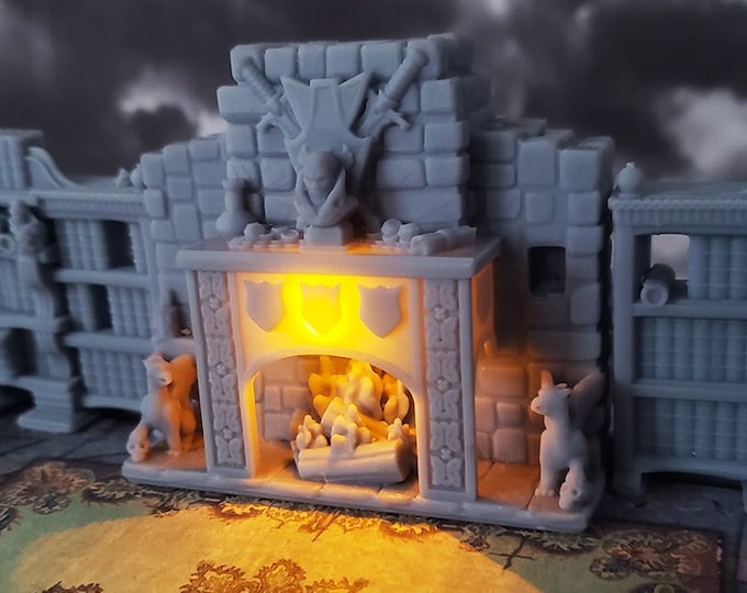Featured listing image: 25mm Fireplace Heroquest Compatible LED Light-up Scenery | Boardgame Miniature, RPG, TTRPG, Table top scenics, terrain, boardgames