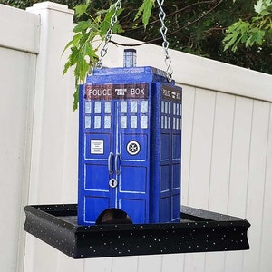 British Police Box Bird Feeder | Geeky Gardener Gifts, Nerd Garden, Nerdy Gift, Geek Gear, SciFi Gift, TARDIS, Doctor Who, The Doctor