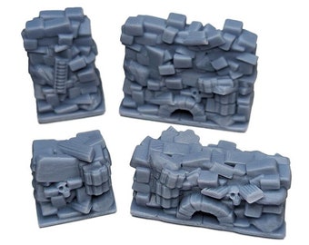 Blocked Rubble Walls 25mm HeroQuest Compatible HD Dungeon Terrain Miniature | Dungeons & Dragons Campaign Scenery, Boardgame upgrades