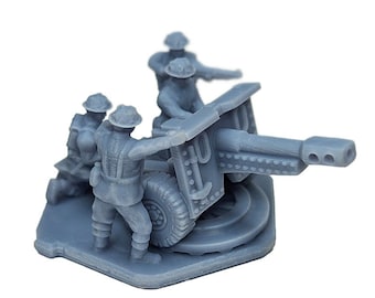 WW2 British Ordnance QF 25 Field Artillery & 4 man Crew | 15mm Gun, 1/72, 107mm, WW2 TTRPG Gaming Scenery, Hex Terrain, Battlefield