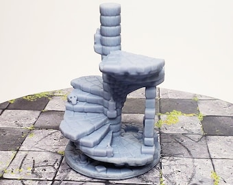 25mm Spiral Staircase HeroQuest Compatible HD Dungeon Terrain Miniature | Dungeons & Dragons Campaign Scenery, Boardgame upgraded meeples