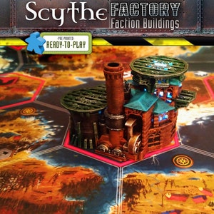 Scythe le jeu de société illuminé, mise à niveau d'usine, modèle imprimé 3D | Nordique, Crimée, Rusviet, Polania, Saxe, Faction Game Buildings