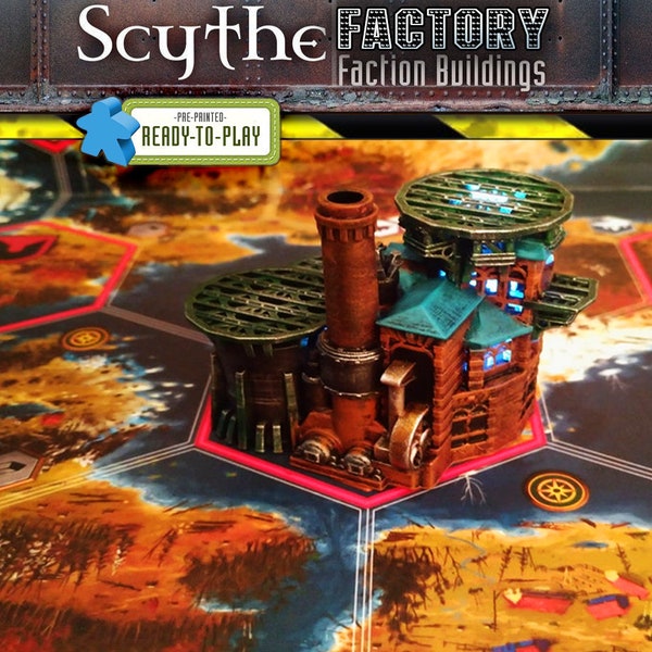 Scythe the Board Game Illuminated Factory Upgrade Modelo impreso en 3D / Nórdico, Crimea, Rusviet, Polania, Sajonia, Edificios de juegos de facciones