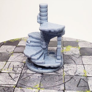 25mm Spiral Staircase HeroQuest Compatible HD Dungeon Terrain Miniature | Dungeons & Dragons Campaign Scenery, Boardgame upgraded meeples