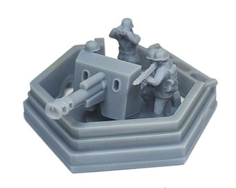 World War 2 Open Concrete Bunker | 15mm, 1/72, 6mm, WW2 TTRPG Gaming Scenery, Hex Game Terrain, Battlefield RPG Models