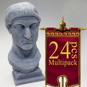 Roman Emperor Constantine 3D Printed Busts : 24pcs MULTIPACK | Antique Museum Quality Miniature Statue, Scan the World, D&D Mini, RPG