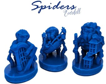 Spiders & Large Spider 7pcs | Everdell Mistwood Unofficial Upgrade | Butterflies, Pigs, Stoats, Woodland Critters Board Game