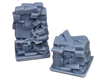 Blocked Single Rubble Walls 25mm HeroQuest Compatible HD Dungeon Terrain Miniature | Dungeons & Dragons Campaign Scenery, Boardgame upgrades