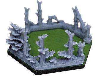 Damaged Forest Partial Hex 60mm 4pcs | 1/72, 15mm, Command & Colors World War 2 Scenery, Hex Game Terrain, Battlefield RPG Model Memoir 44