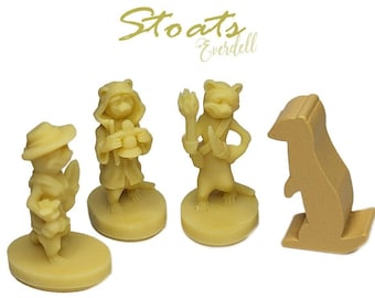 Stoats 6pcs | Everdell Mistwood Unofficial Upgrade | Butterflies, Pig, Stoat, Spider, Critters Board Game Meeples, 3D Woodland creatures