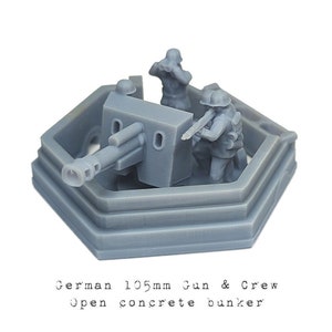 World War 2 Open Concrete Bunker | 15mm, 1/72, 6mm, WW2 TTRPG Gaming Scenery, Hex Game Terrain, Battlefield RPG Models image 1