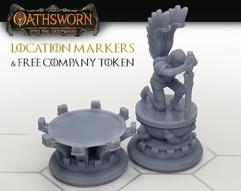 Oathsworn Location Markers & Free Company Token Upgrade | Into the Deepwood, Boardgame, DnD Scenic, TTRPG, RPG, Custom Terrain, HD miniature